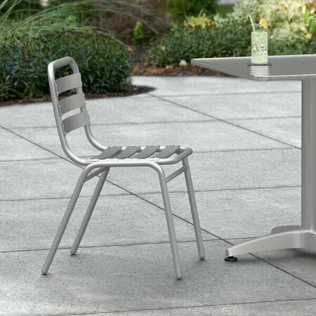 LANCASTER TABLE & SEATING Silver Outdoor Side Chair 427CTSSDCHM